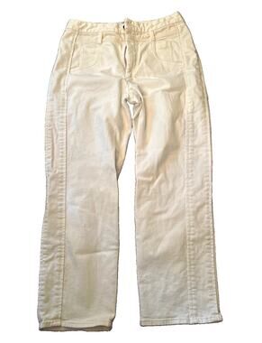Colovos Women's White Denim Straight Leg Jeans Mid Rise 5-Pocket Zip